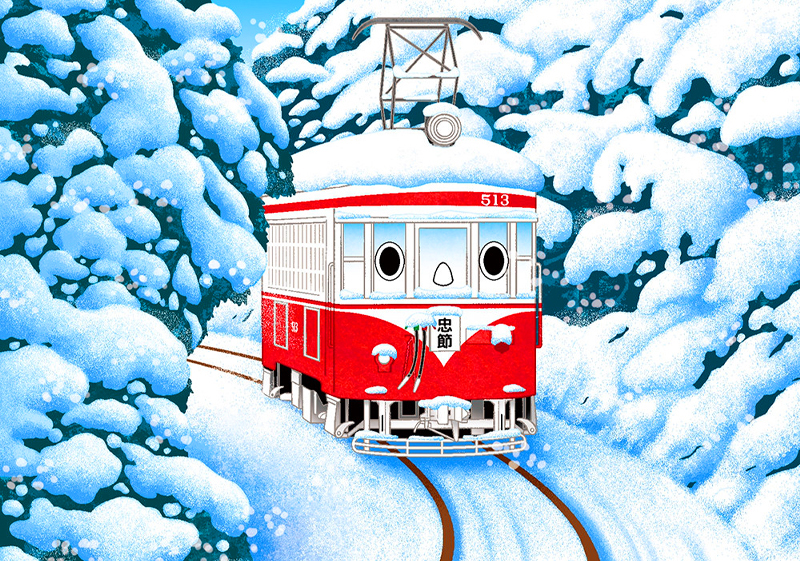 電車の雪景色